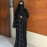 Moon Embroidered Abaya – Peach Jorjjet | 55” Length, 25” Chest